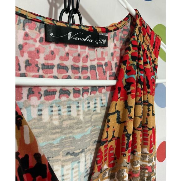 Neesha Multi Color Sleeveless Dress Belted Size S/M Pretty 🎈🌷 - Picture 2 of 12